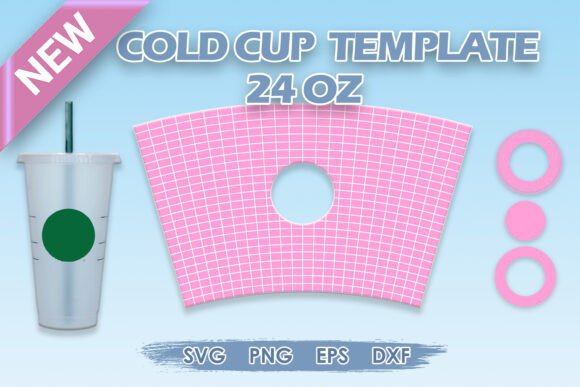 24 Oz Cold Cup Wrap SVG: Graphics for Tumbler Wraps