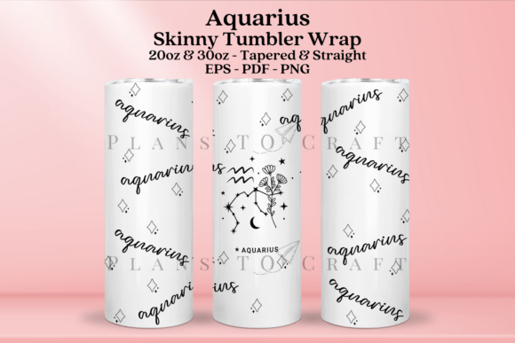Aquarius Zodiac Skinny Tumbler Wrap SVG