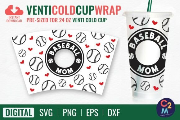 Baseball Mom Venti Cold Cup SVG: Graphics & Tumbler Wraps Review