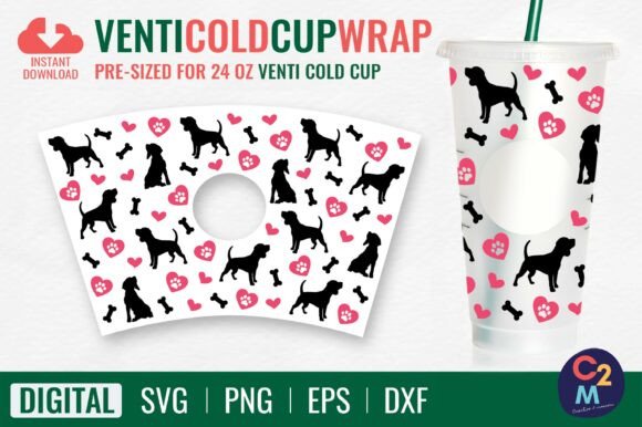 Beagle Venti Cold Cup 24oz SVG: Graphics & Tumbler Wraps
