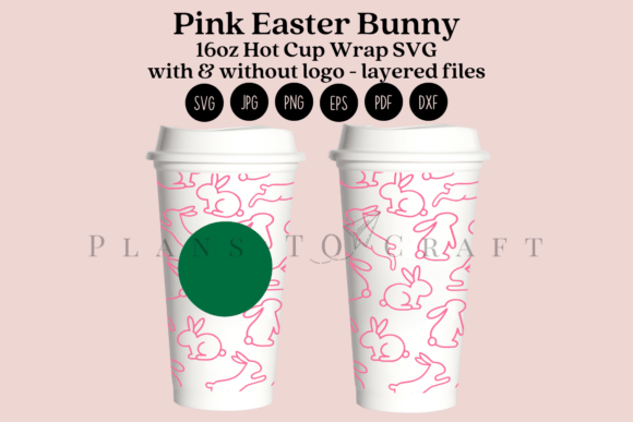 Bunny Pink Easter 16oz Hot Cup Wrap Graphics