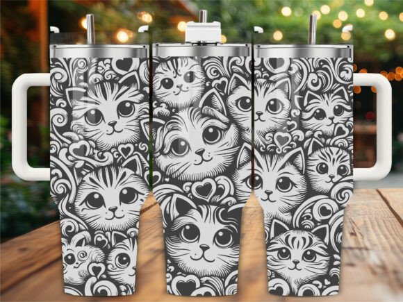Cat Pattern Tumbler Wrap Graphics for Tumbler Wraps