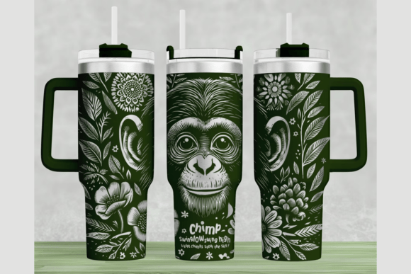 Chimpanzee Laser Engraving Graphics for Tumbler Wrap