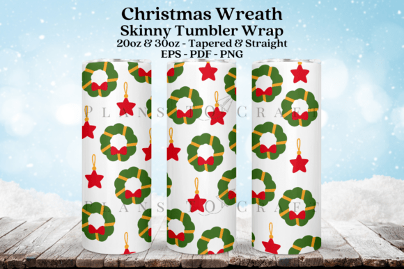 Christmas Wreath Tumbler Wrap SVG for Tumbler Wraps Graphics