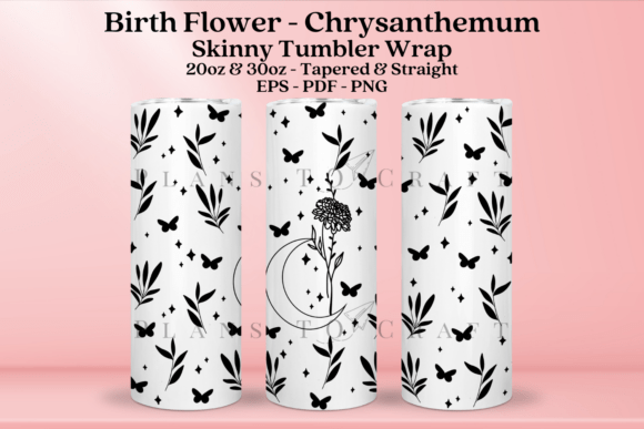 Chrysanthemum Skinny Tumbler Wrap SVG: Graphics Review