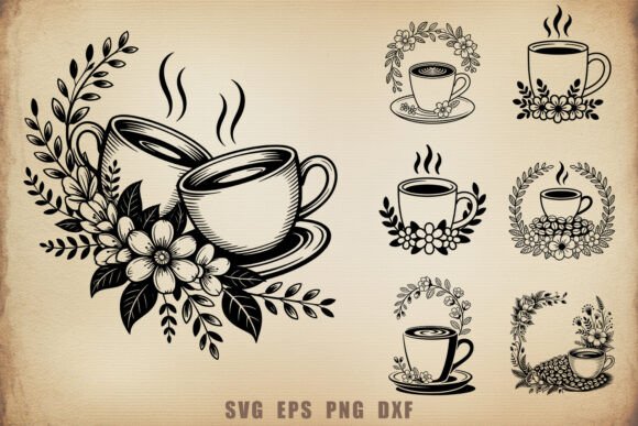 Coffee Cup Floral SVG Bundle Review for Graphics & Crafts
