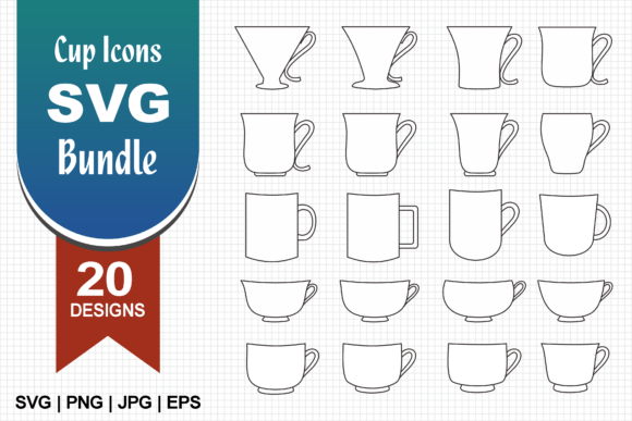 Cup Icons SVG: Doodle Illustrations & Line Art Graphics