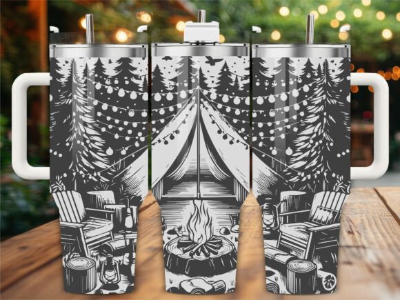 Festive Camping Tumbler Wrap: Graphics for Tumbler Wraps Sellers