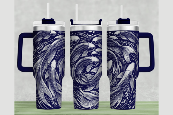 Fish 40oz Laser Tumbler Wrap SVG for Graphics & Tumbler Wraps