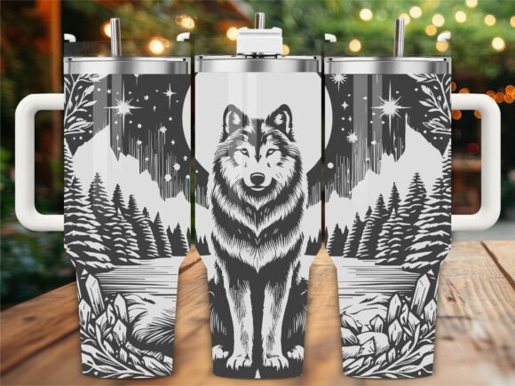 Full Moon Wolf Tumbler Graphics & Wraps
