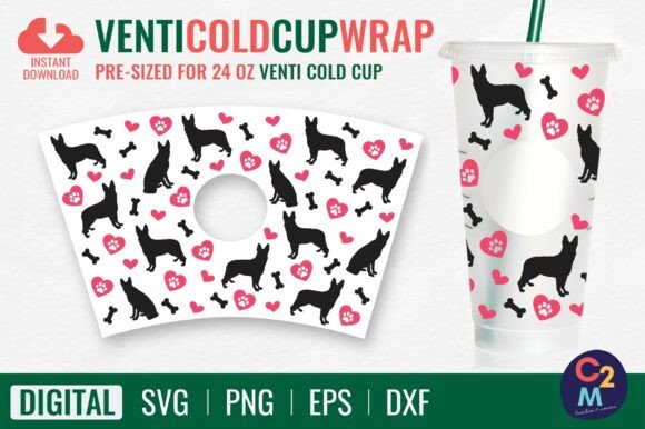 German Shepherd Venti Cold Cup 24oz SVG Branding Graphics