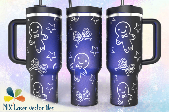 Gingerbread Bows 40oz Tumbler Wrap SVG: Graphics for Tumbler Wraps