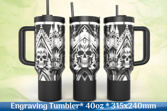 Gothic Skulls Cathedral SVG Tumbler Graphics & Laser