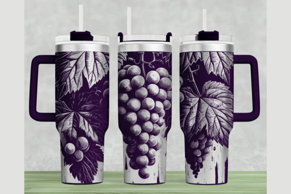 Grapes 40oz Laser Tumbler Wrap SVG: Graphics & Laser Engraving