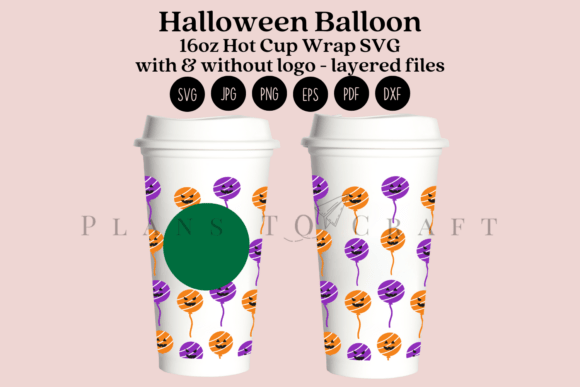 Halloween Balloon Hot Cup Wrap: Graphics for Crafts