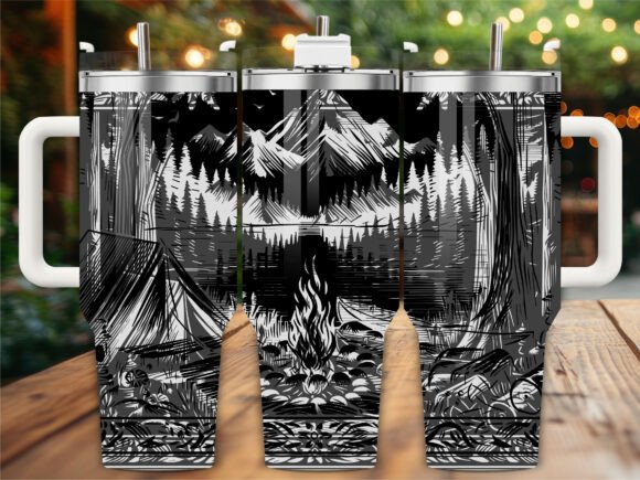Mountain Camping Tumbler Wrap: Graphics for Local Brands