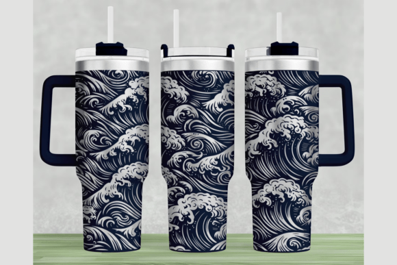 Ocean Waves 40oz Tumbler Wrap SVG Graphics
