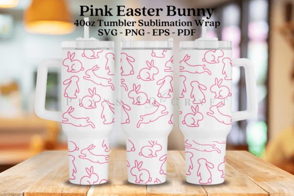 Pink Easter Bunny 40oz Tumbler Wrap: Graphics & Design