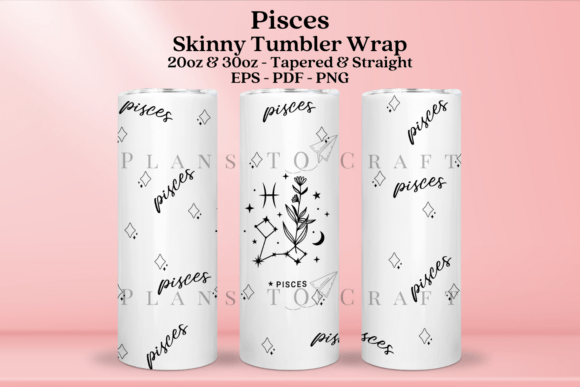 Pisces Zodiac Skinny Tumbler Wrap Graphics for Tumbler Wraps