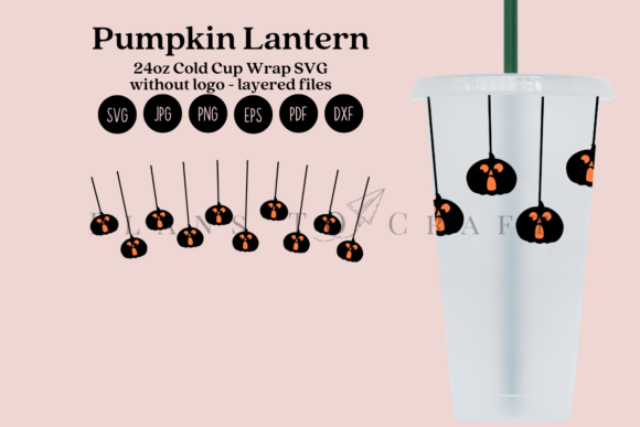 Pumpkin Lantern 24oz Cold Cup Wrap: Crafts & Graphics
