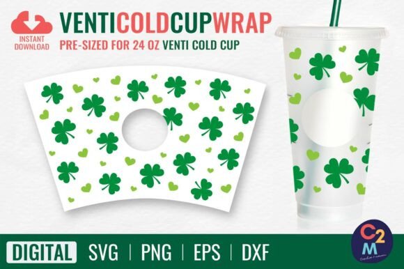 Shamrock Hearts Venti Cold Cup: Tumbler Wraps Graphics Review