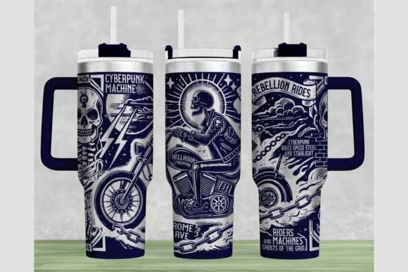 Skull Punk 40oz Laser Tumbler Wrap SVG Graphics