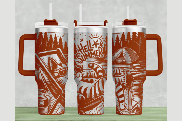 Summer Cat Graphics Laser Engraving Tumbler SVG