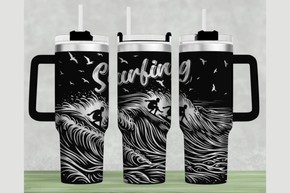 Surfing 40oz Laser Tumbler Wrap SVG: Graphics & Tumbler Wraps
