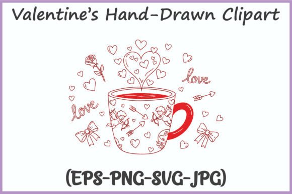 Valentines Coffee Cup Clipart: Graphics & Illustrations