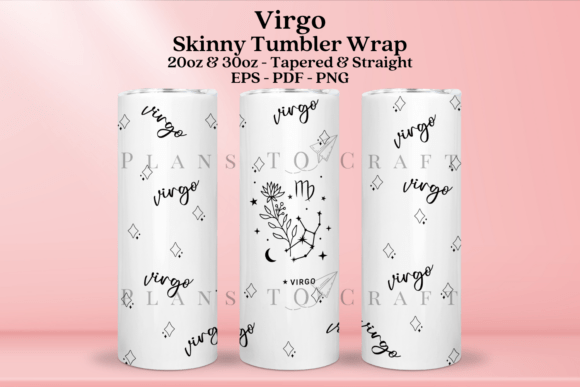 Virgo Zodiac Skinny Tumbler Wrap SVG for Graphics
