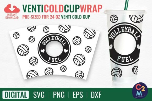 Volleyball Fuel Venti Cold Cup 24oz SVG: Graphics & Tumbler Wraps Review