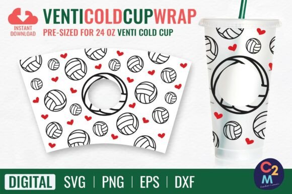 Volleyball Venti Cold Cup 24oz SVG Graphics for Tumbler Wraps