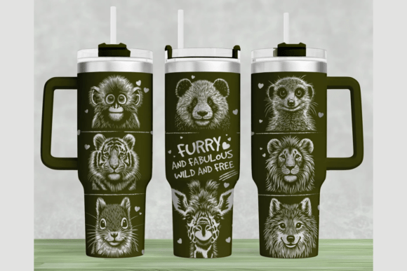 Wildlife Car 40oz Laser Tumbler Wrap SVG: Graphics and Tumbler Wraps